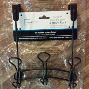 New Unused Mainstays Oil Rubbed Bronze Over The Door 3 Hook Rack